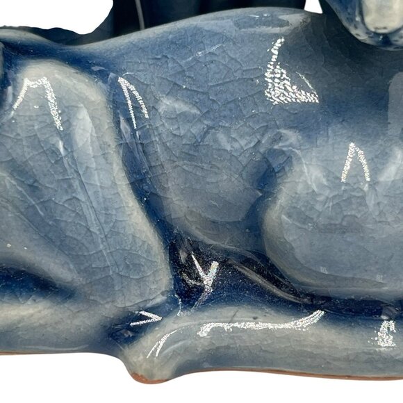 Vintage Thai Celadon Blue Glazed Crackle Ceramic Cat Figurine Lot of 6 Clowder - Picture 14 of 16